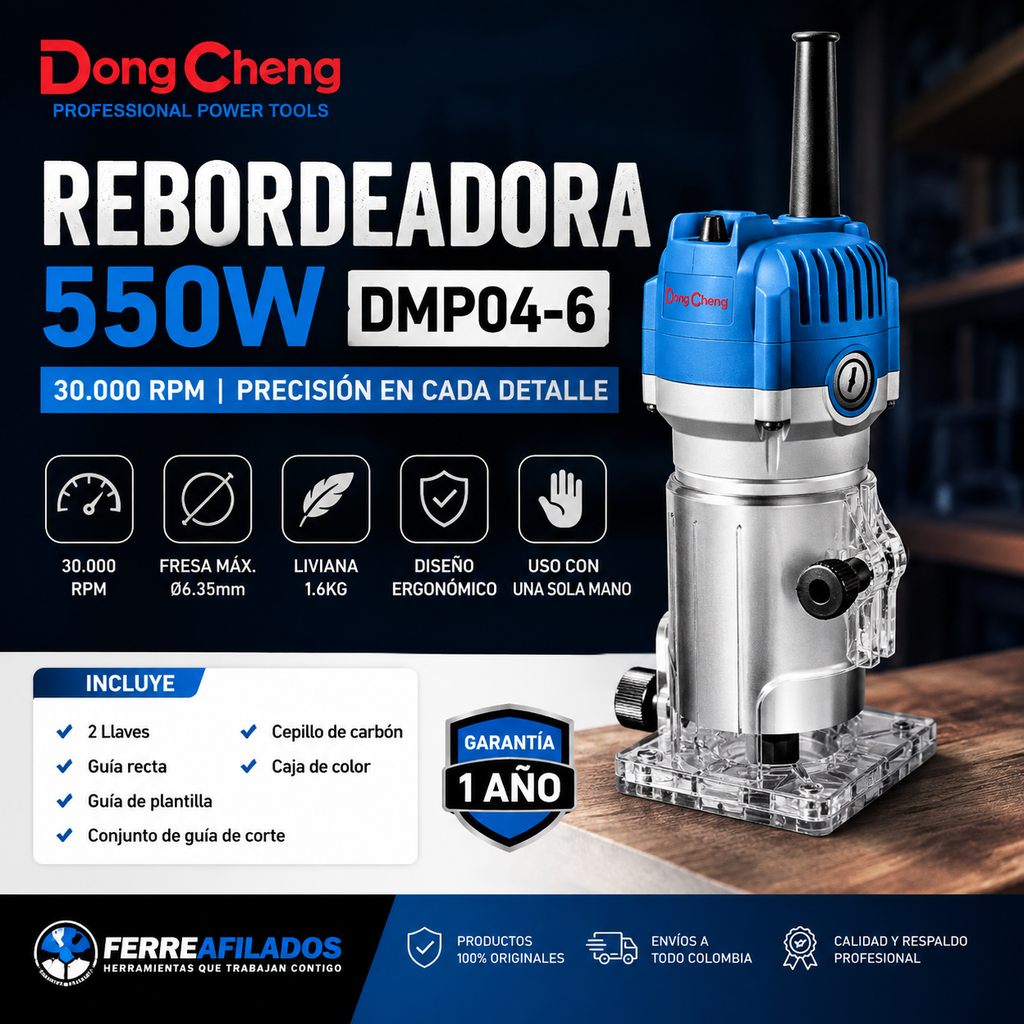 Rebordeadora Dongcheng 550W DMP04-6 Velocidad Variable Profesional