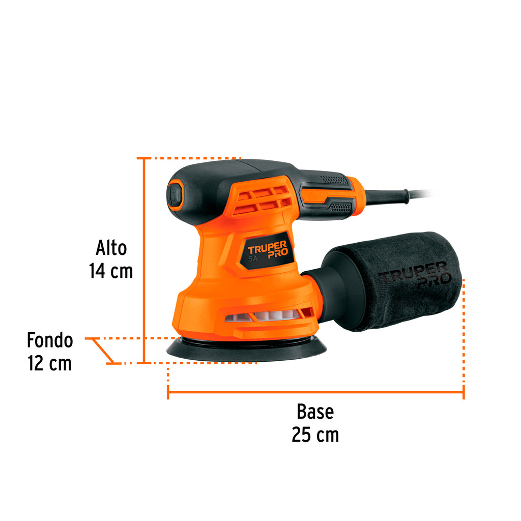 Lijadora roto orbital 5", 260W, TRUPER PRO 103656