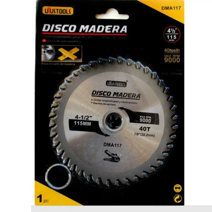 DMA117 	DISCO MADERA 4 1/2 X 40T IMPACTO UYUSTOOLS